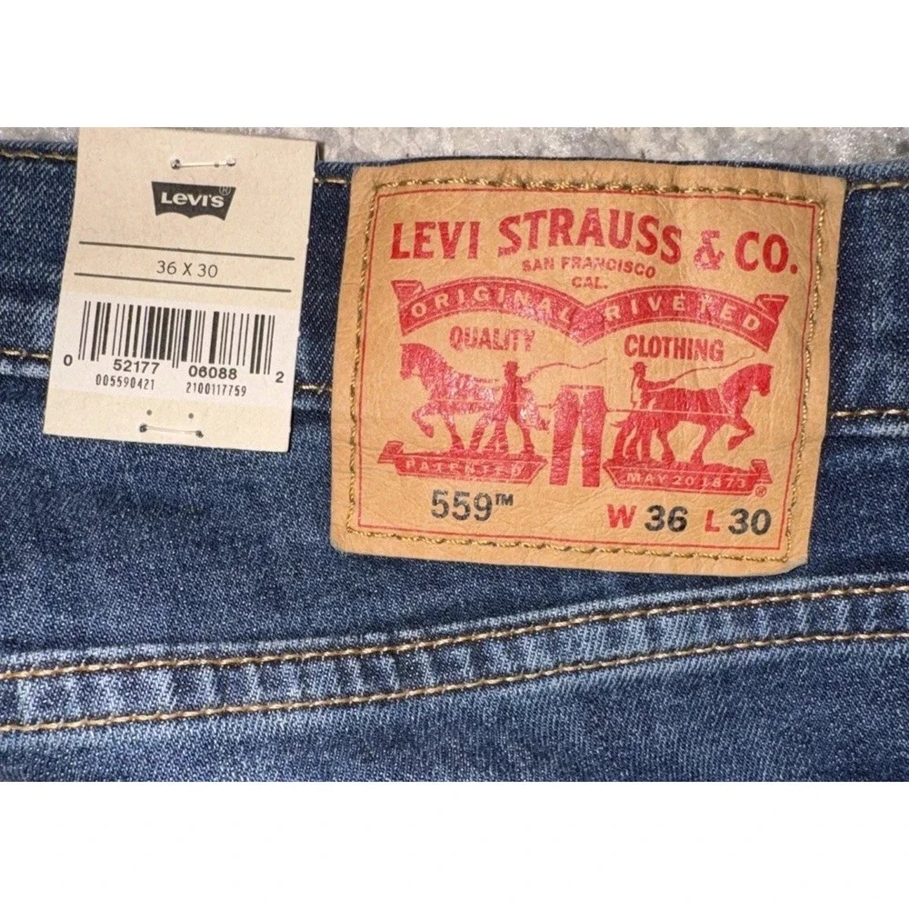 Levi's 559 Relaxed Straight Leg Blue Denim Jeans Mens Sz 36 X 30